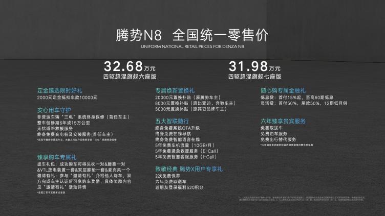 8月5日，腾势N8正式上市。